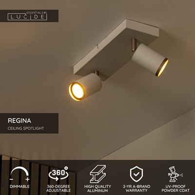 Lucide REGINA - Ceiling spotlight - 2xGU10 - Taupe | Essential